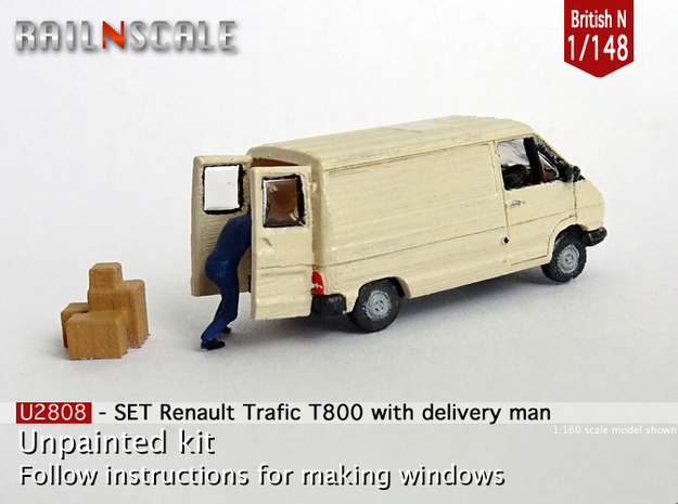 SET Renault Trafic w delivery man (British N 1:148 in Tan Fine Detail Plastic