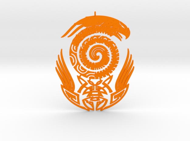Maori snake bird tattoo Pendant  in Orange Processed Versatile Plastic