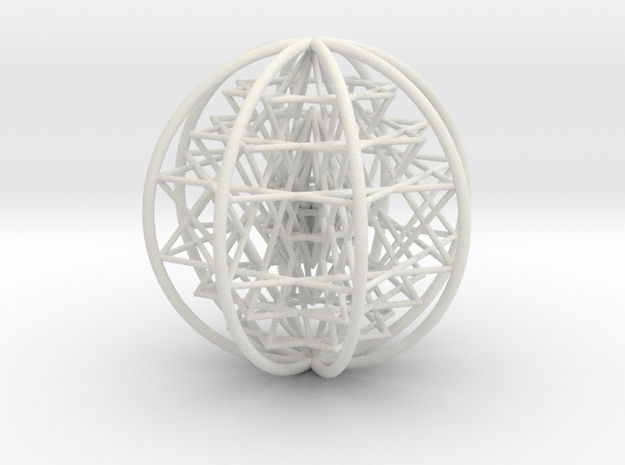 3D Sri Yantra 8 Sided Symmetrical 3" in White Natural Versatile Plastic