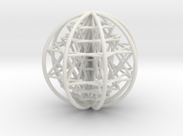 3D Sri Yantra 8 Sided Optimal Large 3" in White Natural Versatile Plastic