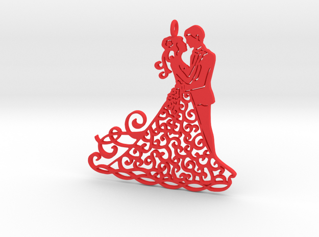 Dancing couple pendant in Red Processed Versatile Plastic