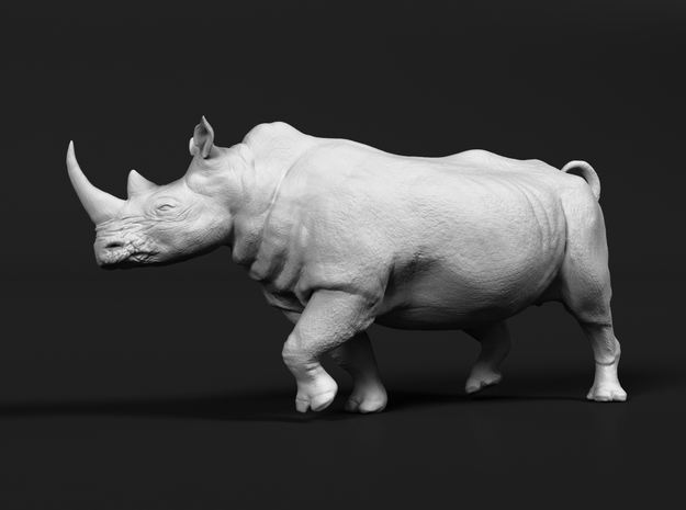White Rhinoceros 1:48 Running Male in White Natural Versatile Plastic