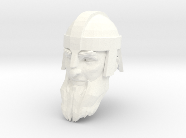 dwarf head 4 with helmet in White Processed Versatile Plastic