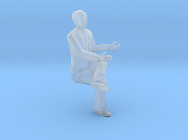 S Scale bald sitting man 2 in Tan Fine Detail Plastic