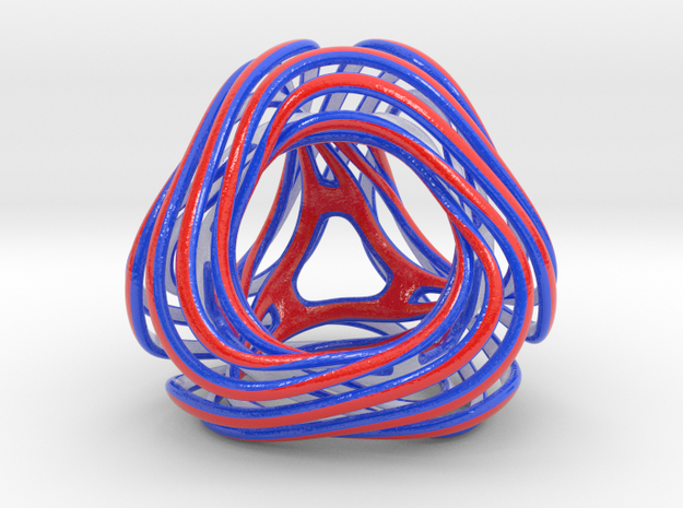 Looped Tetrahedron colored in Glossy Full Color Sandstone