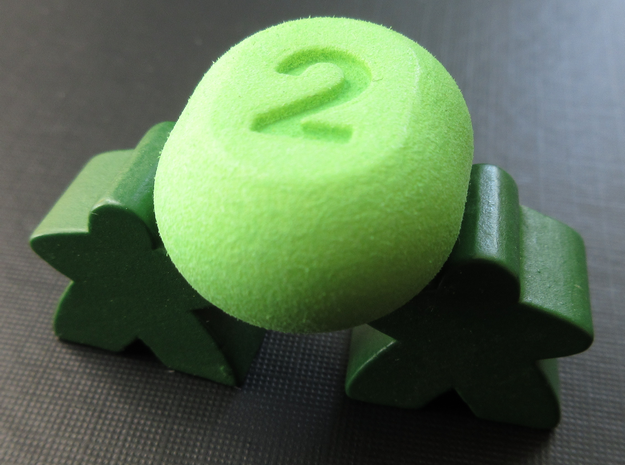 Two-sided dice in Green Processed Versatile Plastic
