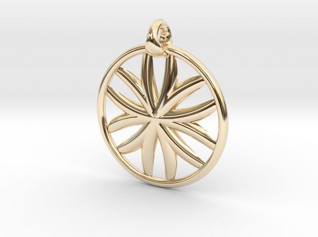 Flower of Life pendant type 1 in 14k Gold Plated Brass