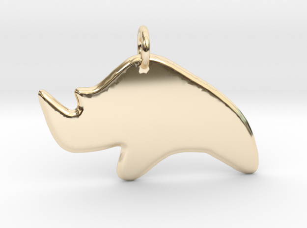  Minimalist Rhino Pendant in 14k Gold Plated Brass