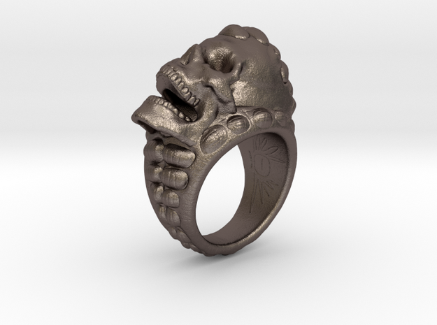 skull ring size 10.5 in Polished Bronzed-Silver Steel