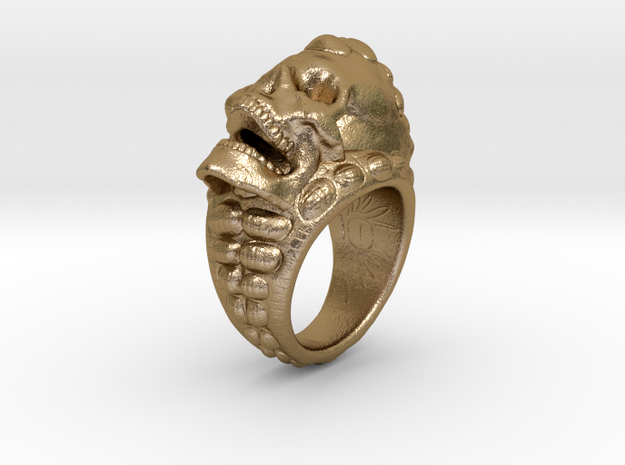 skull-ring-size 7.5 in Polished Gold Steel