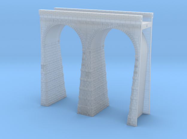 T-scale Stone Viaduct Section (2 Arches) - 75mm St in Smooth Fine Detail Plastic