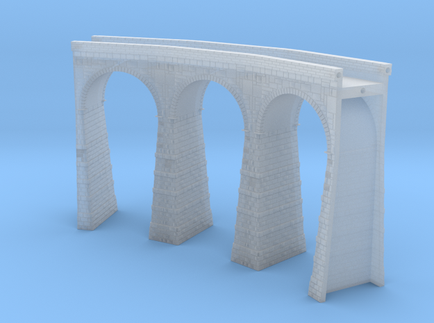 T-scale Stone Viaduct Section - 45d Curve - 145mm  in Smooth Fine Detail Plastic