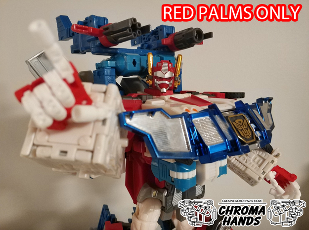 RID Omega Prime articulated hands - PALMS ONLY in Red Processed Versatile Plastic