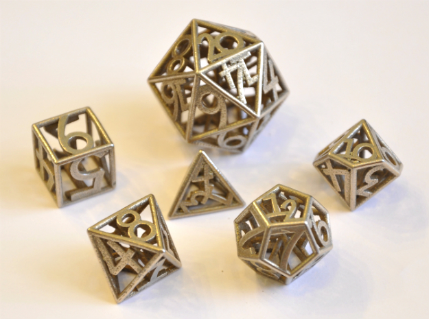 Numbers Only Dice Set - Balanced in Polished Bronzed Silver Steel