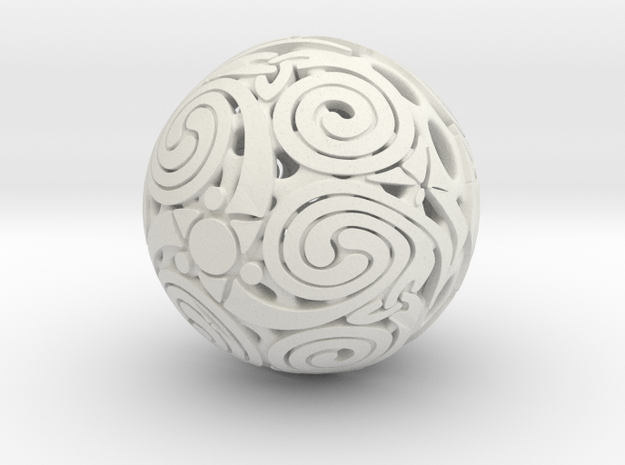 Triskelion sphere in White Natural Versatile Plastic