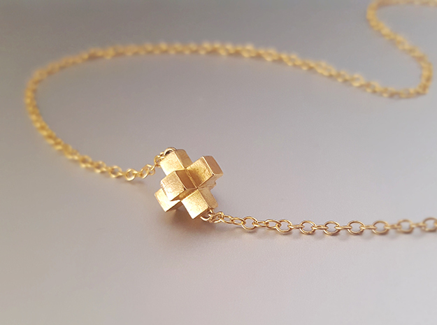 Cross Pendent in 14k Gold Plated Brass
