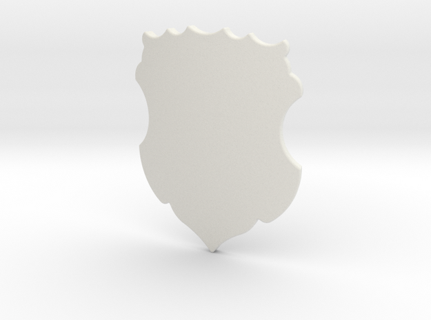 Ornate Shield (Plain) in White Natural Versatile Plastic: Small