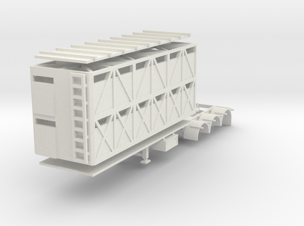 000635 Caddle Trailer A in White Natural Versatile Plastic: 1:87 - HO