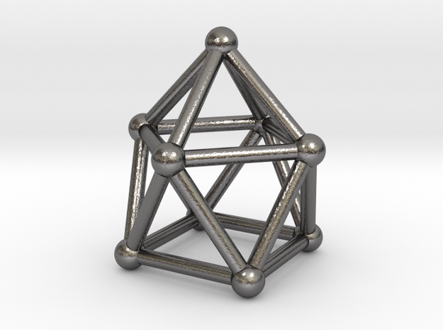 0747 J10 Gyroelongated Square Pyramid (a=1cm) #1 in Polished Nickel Steel