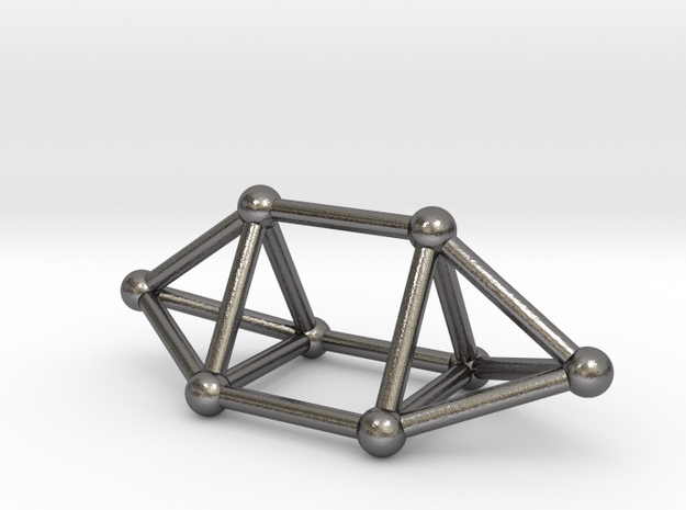 0756 J14 Elongated Triangular Bpyramid (a=1cm) #2 in Polished Nickel Steel