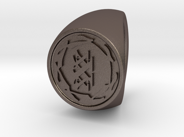 Custom Signet ring 84 in Polished Bronzed-Silver Steel