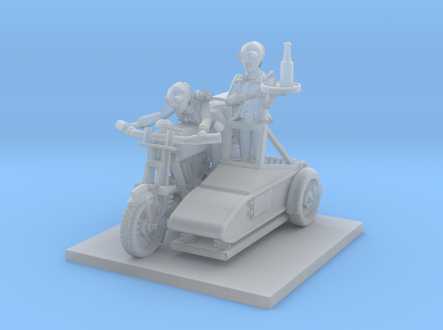 post apocalypse classic bike and sidecar with moto in Smooth Fine Detail Plastic