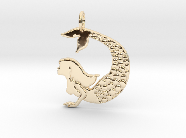 Mermaid pendant necklace in 14k Gold Plated Brass