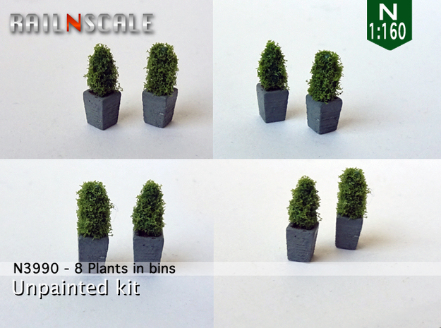 8 Plants in bins (N 1:160) in Tan Fine Detail Plastic
