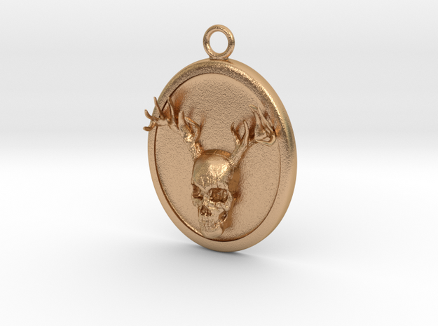 Antler Skull Necklace in Natural Bronze