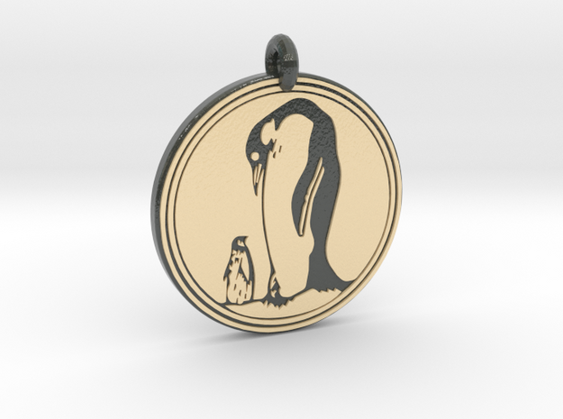 Emperor Penguin Animal Totem Pendant in Glossy Full Color Sandstone
