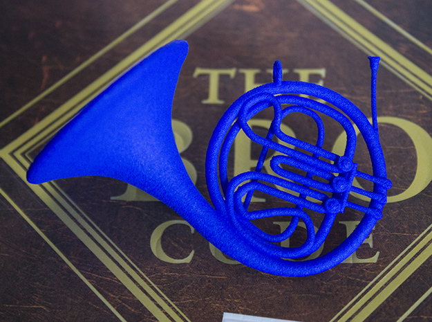 Blue French Horn Pendant in Blue Processed Versatile Plastic