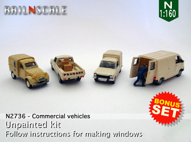 BONUS SET Commercial vehicles (N 1:160) in Tan Fine Detail Plastic