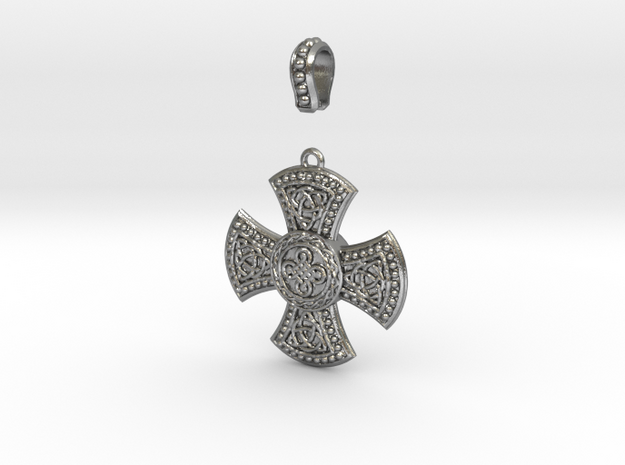 Celtic Cross with Trinities in Natural Silver