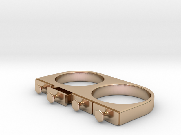 4-Drawer Ring, Open in 14k Rose Gold Plated Brass