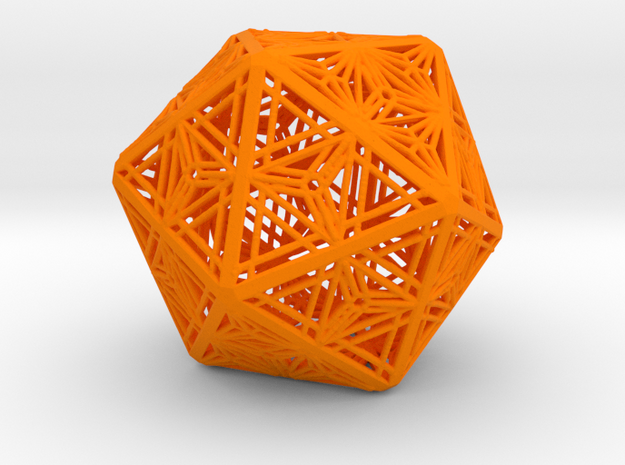Icosahedron Unique Tessallation in Orange Processed Versatile Plastic