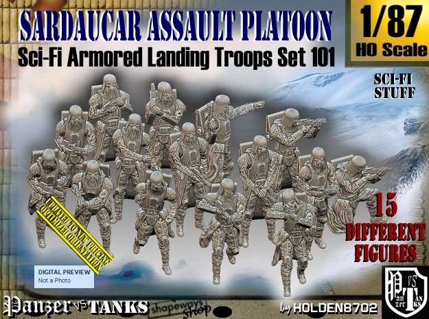 1/87 Sci-Fi Sardaucar Platoon Set 101 in Tan Fine Detail Plastic