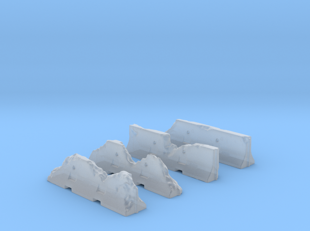 Jersey Barriers Set 4 pieces - damaged, 28mm scale in Tan Fine Detail Plastic