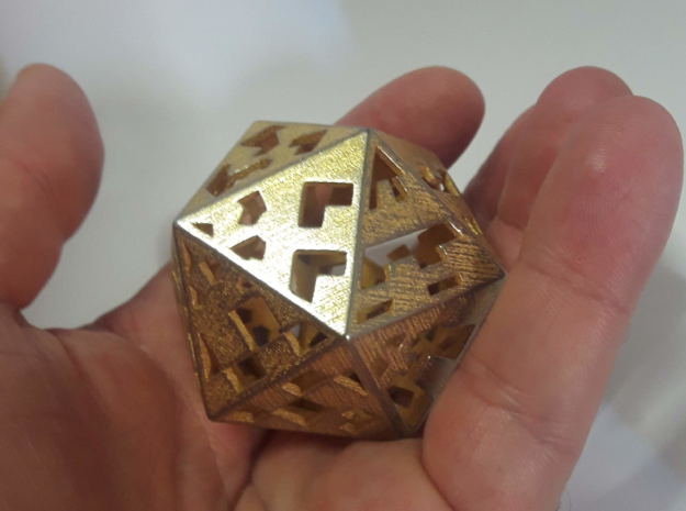 Plato's Icosahedron - The One in Polished Bronzed-Silver Steel