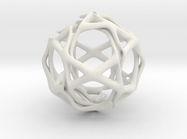 Icosidodecahedron Twisted members  in White Natural Versatile Plastic