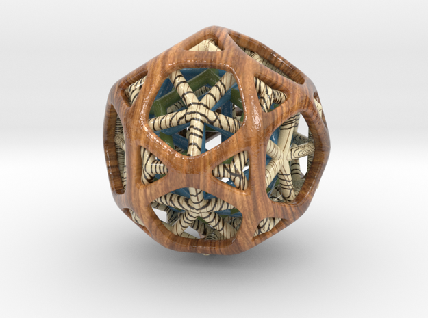 Nested dodeca & Icosa inside Icosidodecahedron in Glossy Full Color Sandstone
