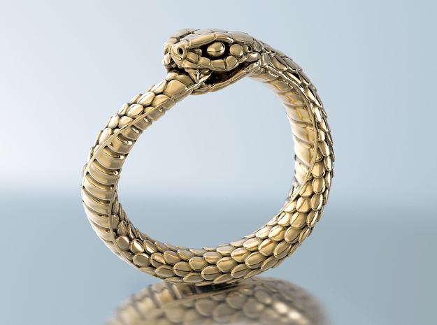 Ouroboros Snake Ring in 18k Gold Plated Brass: 7 / 54