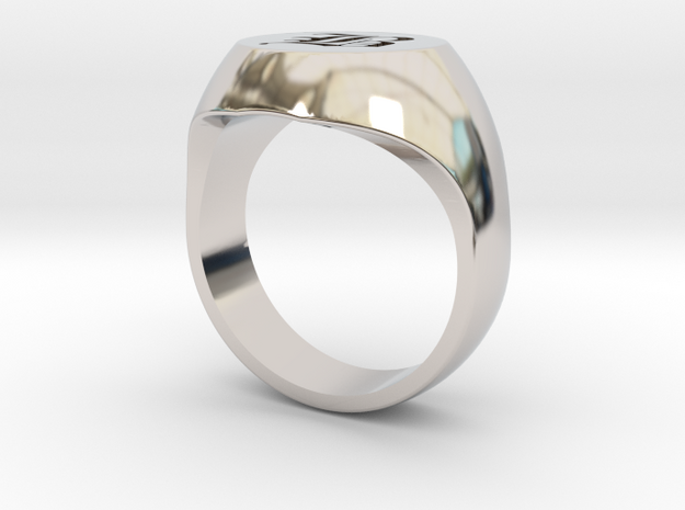 Initial Ring "B" in Rhodium Plated Brass
