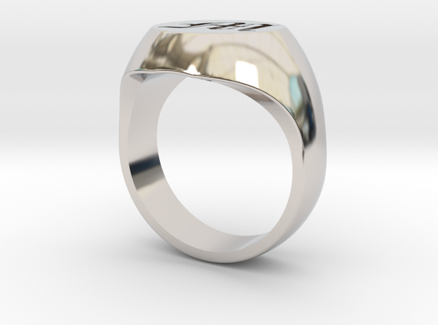 Initial Ring "M" in Rhodium Plated Brass