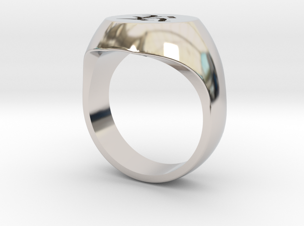 Initial Ring "R" in Rhodium Plated Brass