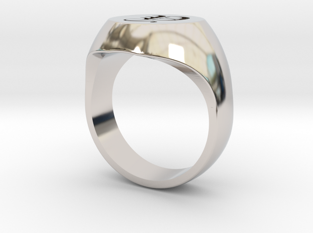 Initial Ring "Y" in Rhodium Plated Brass