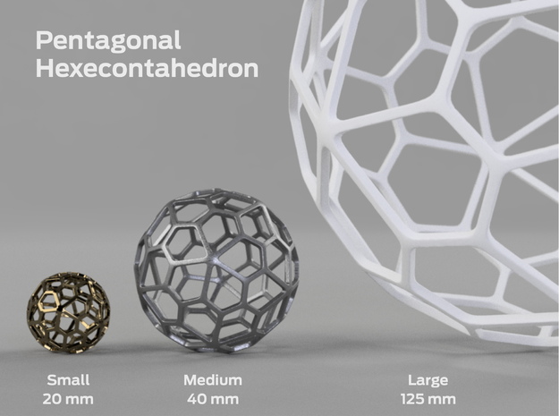 Pentagonal Hexecontahedron in White Natural Versatile Plastic: Large