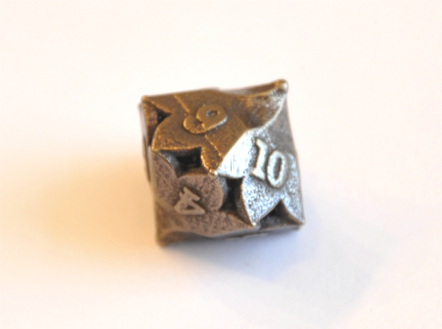 D10 Balanced - Fire in Polished Bronze Steel