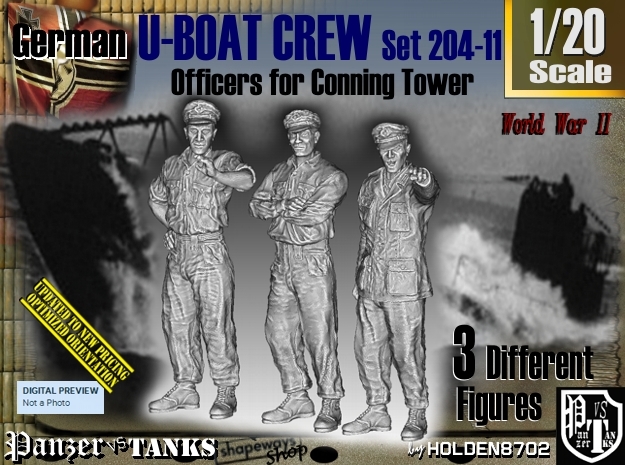 1/20 German U-Boot Crew Set204-11 in White Natural Versatile Plastic