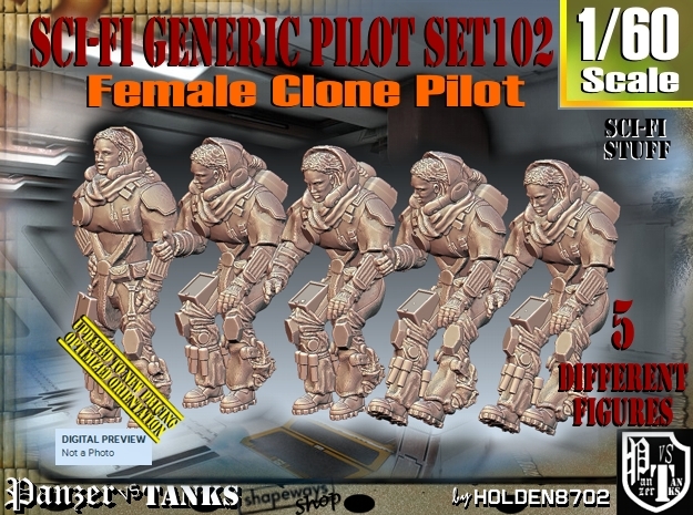 1/60 Sci-Fi Generic Female Pilot Set102 in Tan Fine Detail Plastic