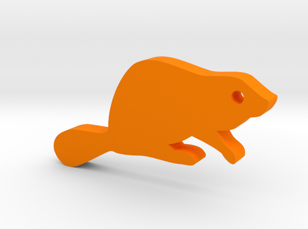 Beaver Silhouette Keychain in Orange Processed Versatile Plastic
